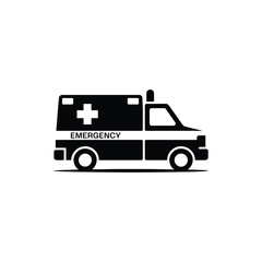Fototapeta premium Monochrome Isolated Ambulance Icon with Transparent Background and Emergency Text