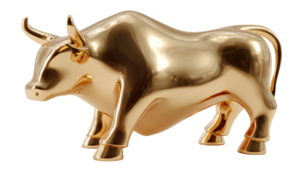 Golden Bull Statue: A gleaming golden bull statue embodies strength and prosperity, capturing the spirit of wealth and financial achievement in stunning detail.