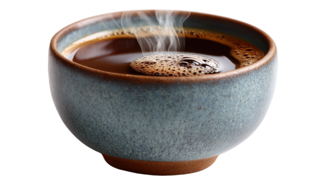 Steaming Cup of Coffee: The aroma of freshly brewed coffee rises from a stylish blue cup, inviting indulgence in a moment of warmth and refreshment.