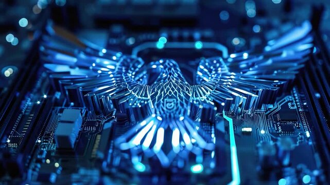 A detailed view of a computer motherboard components and circuits