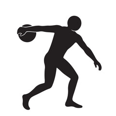 Black Silhouette of a Discus Thrower Athlete