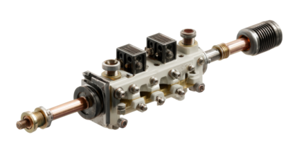 Industrial Electronic Component: A detailed shot of intricate electronic component. Revealing the design and mechanism behind industrial technology. 