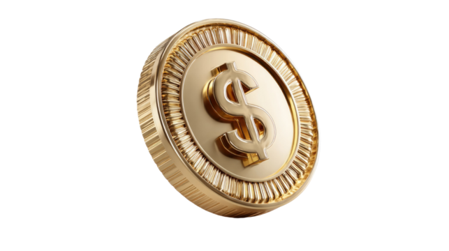 Golden Treasure: A close-up photograph of a gleaming golden coin, radiating wealth and prosperity. The detailed design and reflective surface evoke feelings of abundance and financial security.