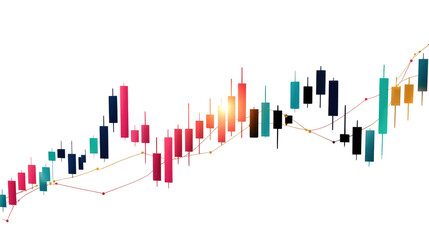 Candlestick Chart Visual: A dynamic candlestick chart vividly illustrates the volatility and trends within the financial markets, capturing the fluctuations of price over a specific time frame.