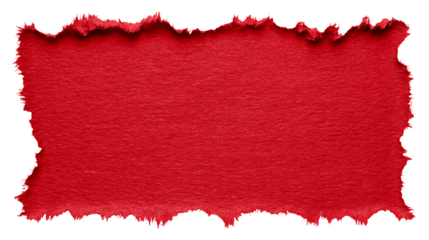 Fragment of red paper isolated on transparent background, perfect for decoration.