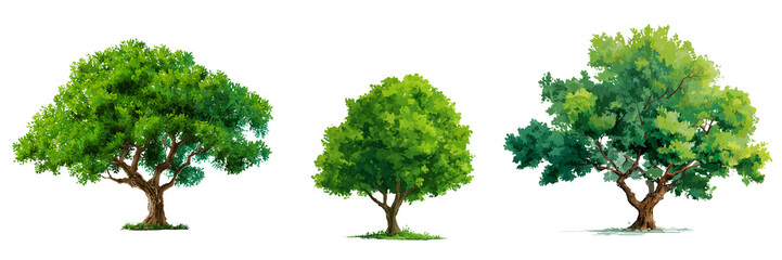 Set of a tree icon isolated on transparent background. 