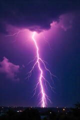 Dramatic close-up of a powerful lightning strike illuminating a dark, stormy sky  The raw energy is captured in stunning detail, ideal for weather, nature, and power-related projects ,  tempest,  sky