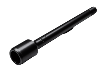 黒色の金属製ソケットレンチのクローズアップ写真 透明背景に隔離された産業用機械工具