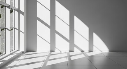 Fototapeta premium Bright Interior Room With Sunlight Shadows On Floor