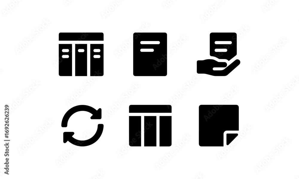Poster minimalistic icon set for document and data management concept
