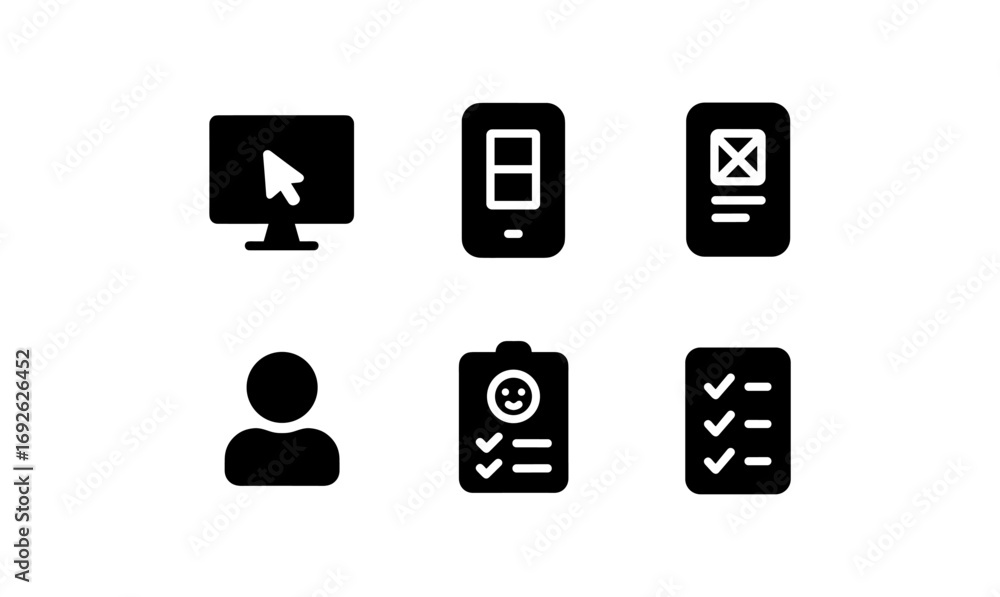 Fototapete minimalist user interface and web design icons collection