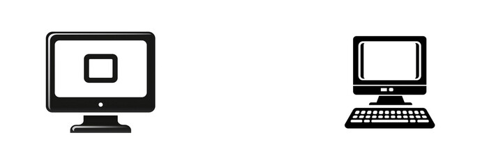 Set of a computer icon isolated on transparent background.
