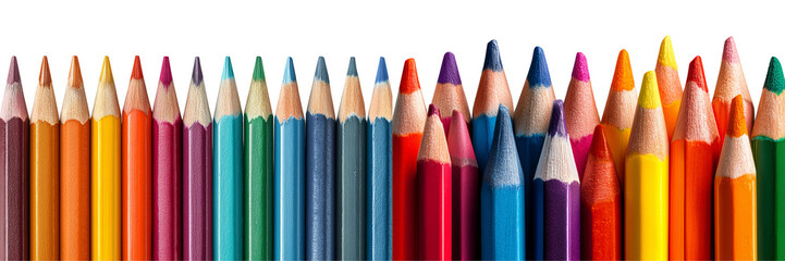 Set of a colored pencils isolated on transparent background .