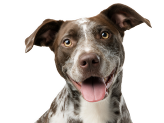 Dog face isolated, happy cute smiling pet dog, pet dog portrait, isolated on a transparent background, professional pet photography