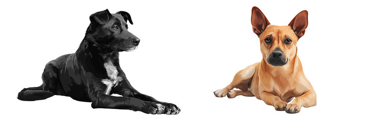 Set of a dog icon isolated on transparent background.