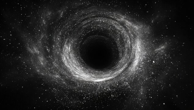A swirling black hole in space