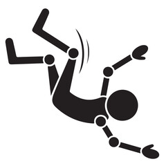 Black Silhouette of a Falling or Tumbling Human Figure