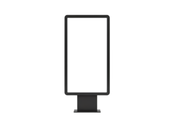 Blank Digital Billboard Displayed Vertically With Black Frame Isolated Against Transparent Background for Advertising Message