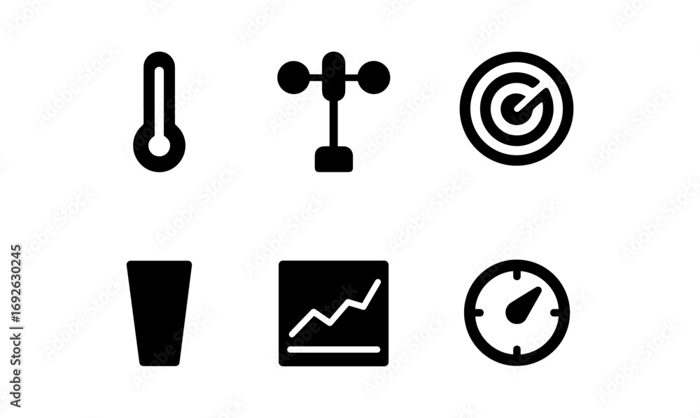 Poster minimalist weather and data icons set for web and app design