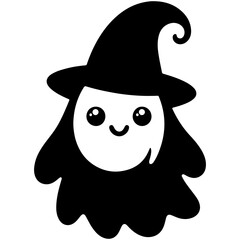 cute Halloween ghost vector silhouette