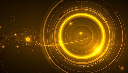 Abstract glowing circles in gold on dark background