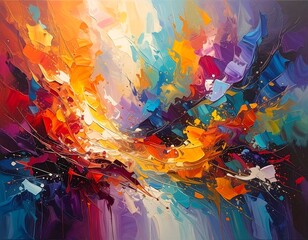 Fototapeta premium Abstract painting with vibrant colors and dynamic brushstrokes