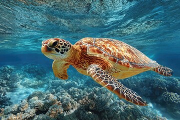 Obraz premium Underwater Sea Turtle
