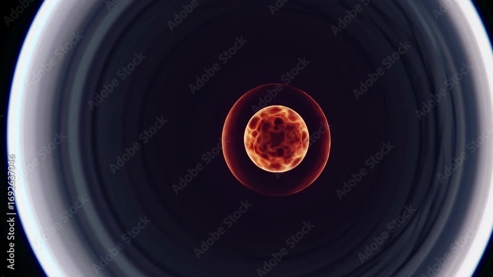 Aufkleber abstract glowing sphere pulsating with luminescent rings, creating a mesmerizing visual display in d