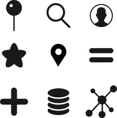 Simple Flat Black Basic UI Icon Set for Website and Application