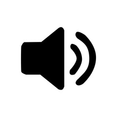 Simple monochrome speaker icon vector symbol representing sound on and volume active