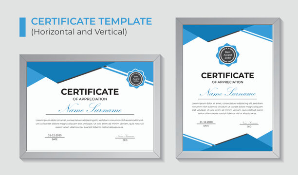 Professional certificate template design for achievements and recognition awards
