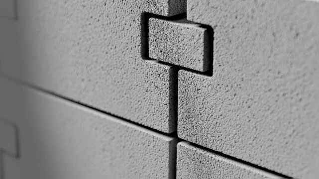 Detailed macro shot of the interlocking features of snapfit mortarless blocks illustrating strength and alignment in modern masonry techniques.