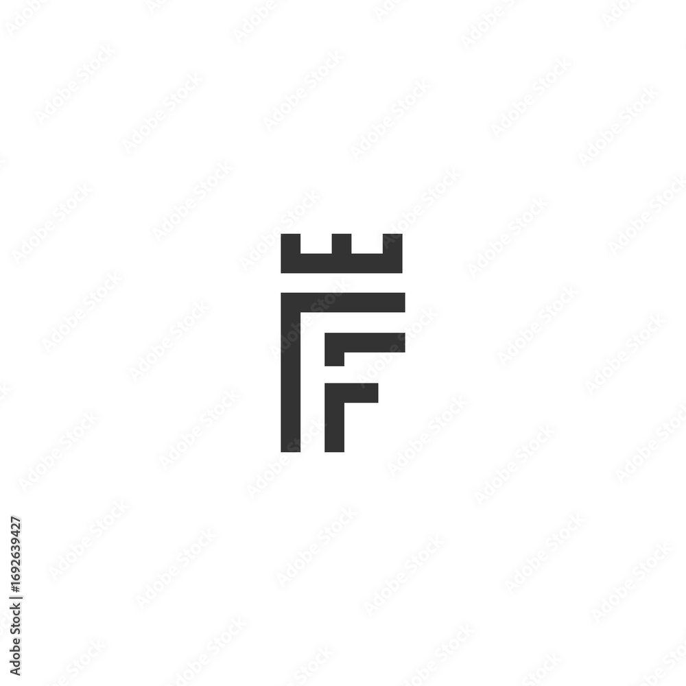 Poster abstract linear monogram letter f with crown logo icon concept. universal geometric symbol icon desi