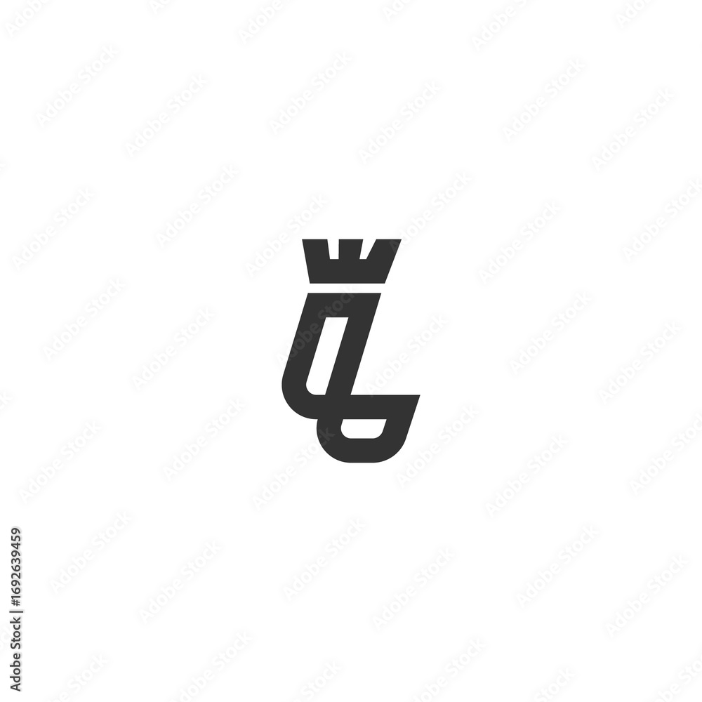 Poster elegant line curve letter l with crown logo design template. universal print monogram initials stamp