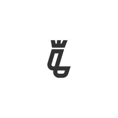 Elegant line curve letter L with crown  logo design template. Universal print monogram initials stamp sign symbol
