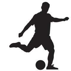 Obraz premium Dynamic Silhouette of a Soccer Player Kicking a Ball on a White Background