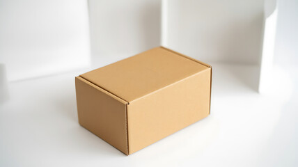 Simple brown cardboard box closed image