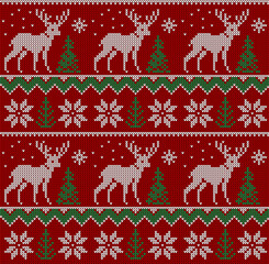 Seamless Knitted Christmas Pattern Background, Christmas Background