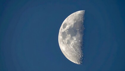 Crescent moon against a deep blue sky