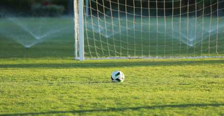football goals on the lawn at the resort