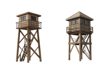 Guard Tower Isolated on Clean White Background. Security Guard Tower Isolated PNG