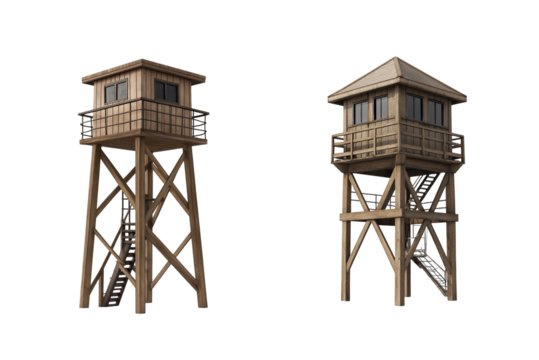 Guard Tower Isolated on Clean White Background. Security Guard Tower Isolated PNG