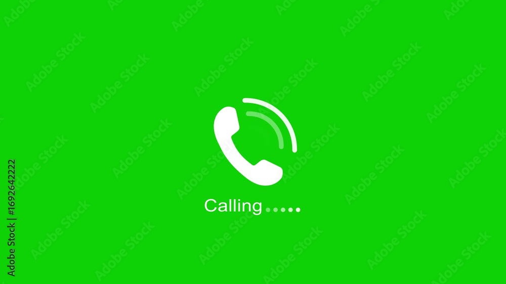 Poster calling icon animation on green background. calling icon with wave signal motion graphics. phone cal