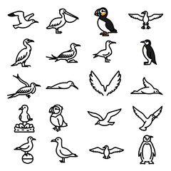 Fototapeta premium Monochrome icon collection of diverse occupations, representing a variety of career paths and employment opportunities