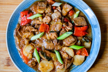 Chinese Style Pork Char Siu In A Hoisin and Ginger Sauce With Vegetables