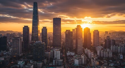 Fototapeta premium City skyline sunset