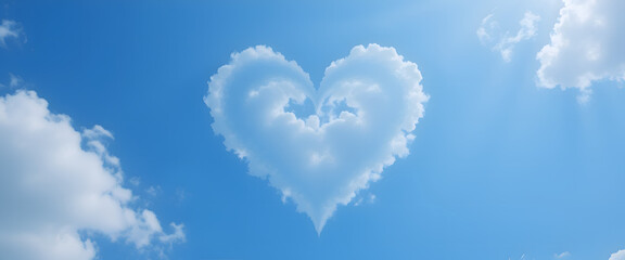 Cloud wraps itself in a heart shape with blue sky