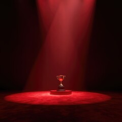 Trophy brilliance emphasized by spotlight and red velvet platform