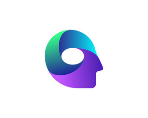 Abstract bright gradient person in profile  logotype. Universal 3d avatar, anonymous symbol logo design