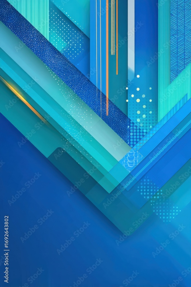 Poster modern abstract geometric design with blue tones and textured patterns